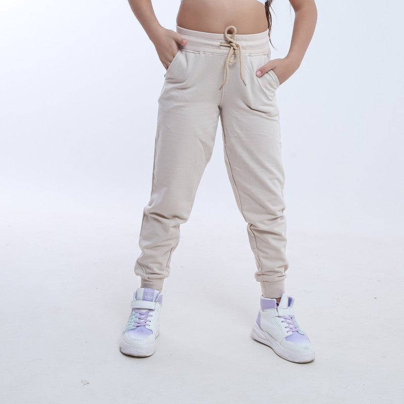 BEBO Plain girls' trousers with drawstring_Beige - Image 3